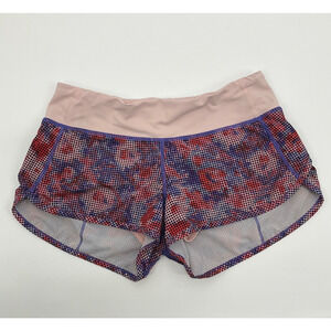 Lululemon Speed Up Shorts 4 Gym Blooms Multi Minty Pink Running Athleisure